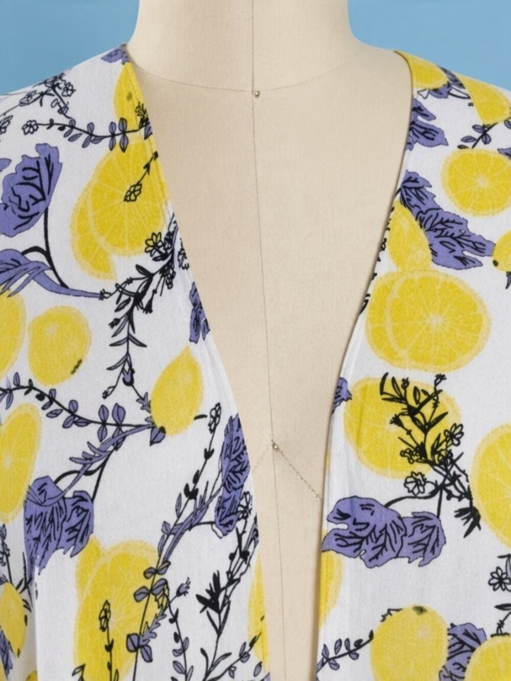 SAACHI WOMEN'S KIMONO CARDIGAN SHRUG LEMON PRINT ONE SIZE - Picture 2 of 9